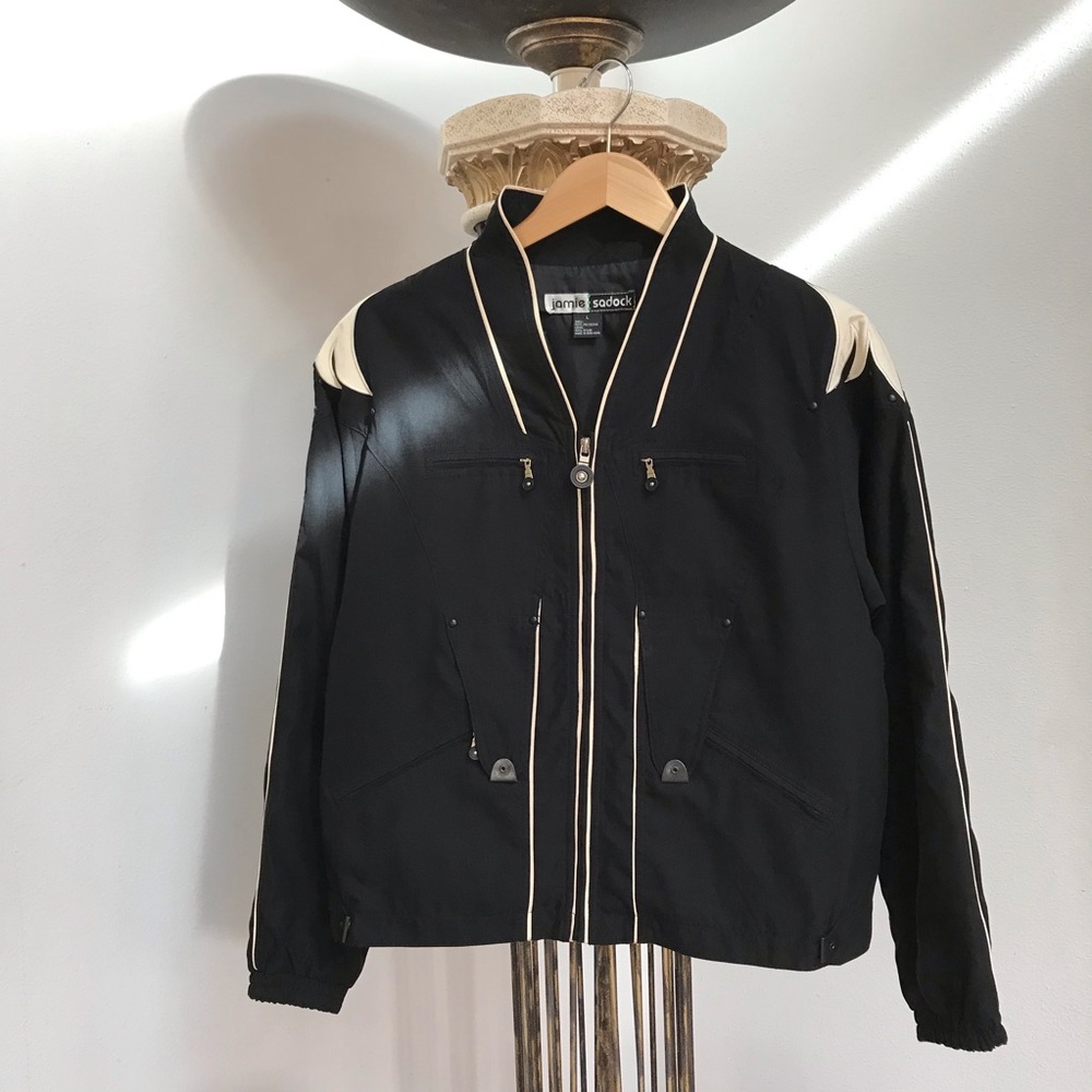 Jamie Sadock Black & White Fleur Shoulder Golf Jacket - L - Picture 4 of 13